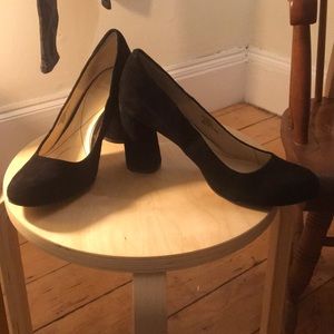Black Suede Ballet Pump Heels 9.5